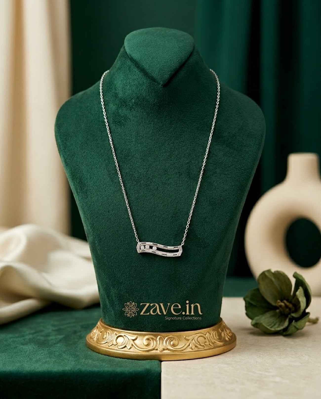 Luna Curve 92.5 Sterling Silver Necklace - Zave